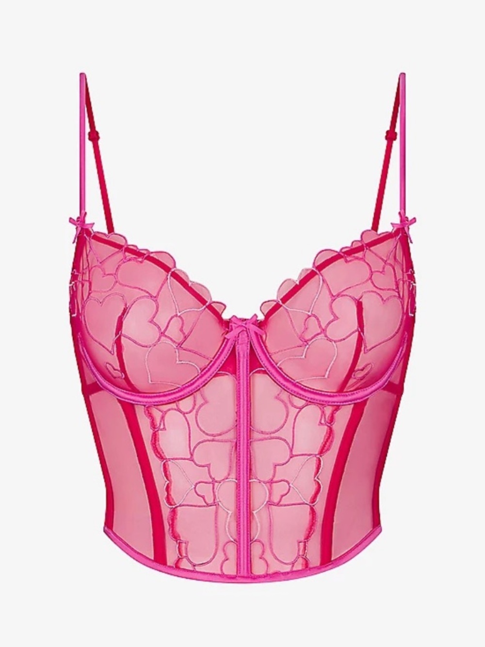 SKIMS Embroidered Underwired Cropped Tulle Corset Plus Size 2X